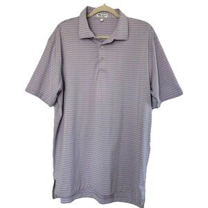 Peter Millar Summer Comfort Golf Polo Shirt Men’s Large Purple Striped